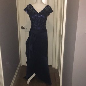 Beautiful sequence and satin Jade couture gown